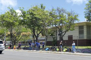 Working on the mural at Honolulu Central Middle School