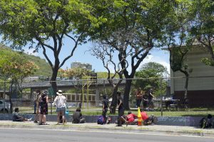 Working on the mural at Honolulu Central Middle School
